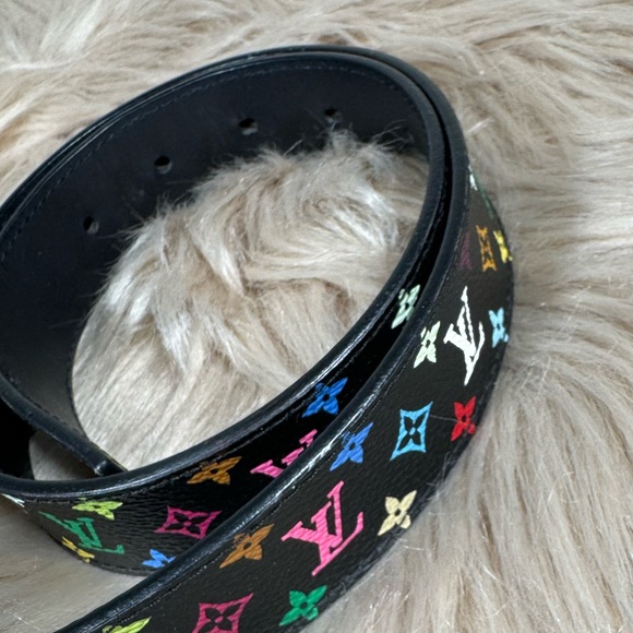 Authentic Louis Vuitton Murakami Black Monogram Belt Size 75 XS - Picture 5 of 13
